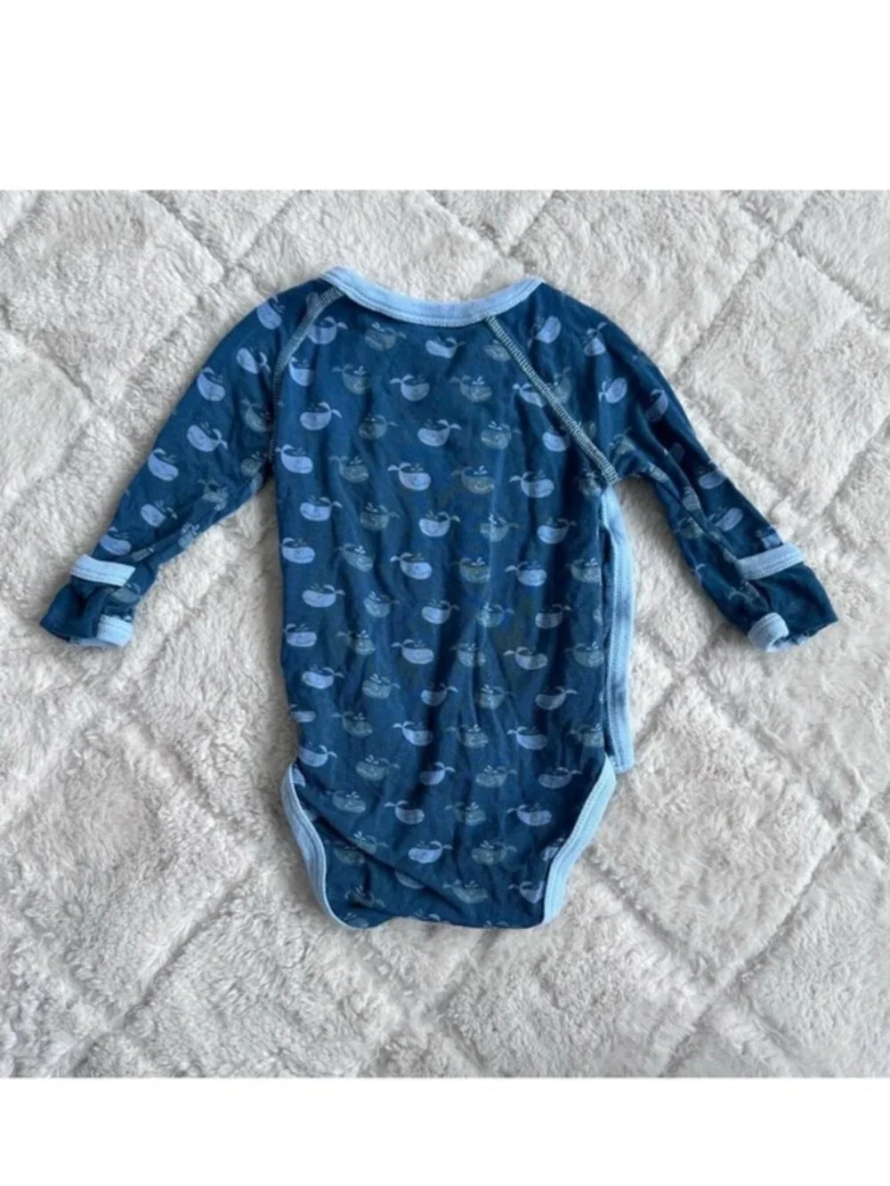 Kickee Pants | Twilight Tiny Whales Long Sleeve Kimono Onesie | Size 3-6 Months